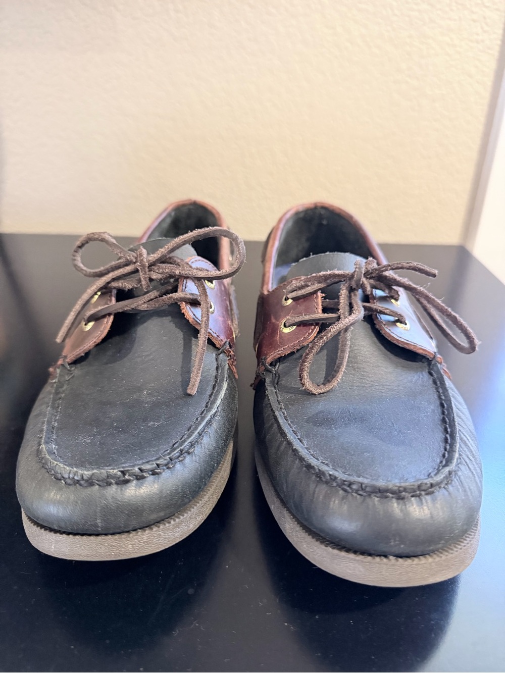 Men's Black and Brown Leather Sperry Boat Shoes